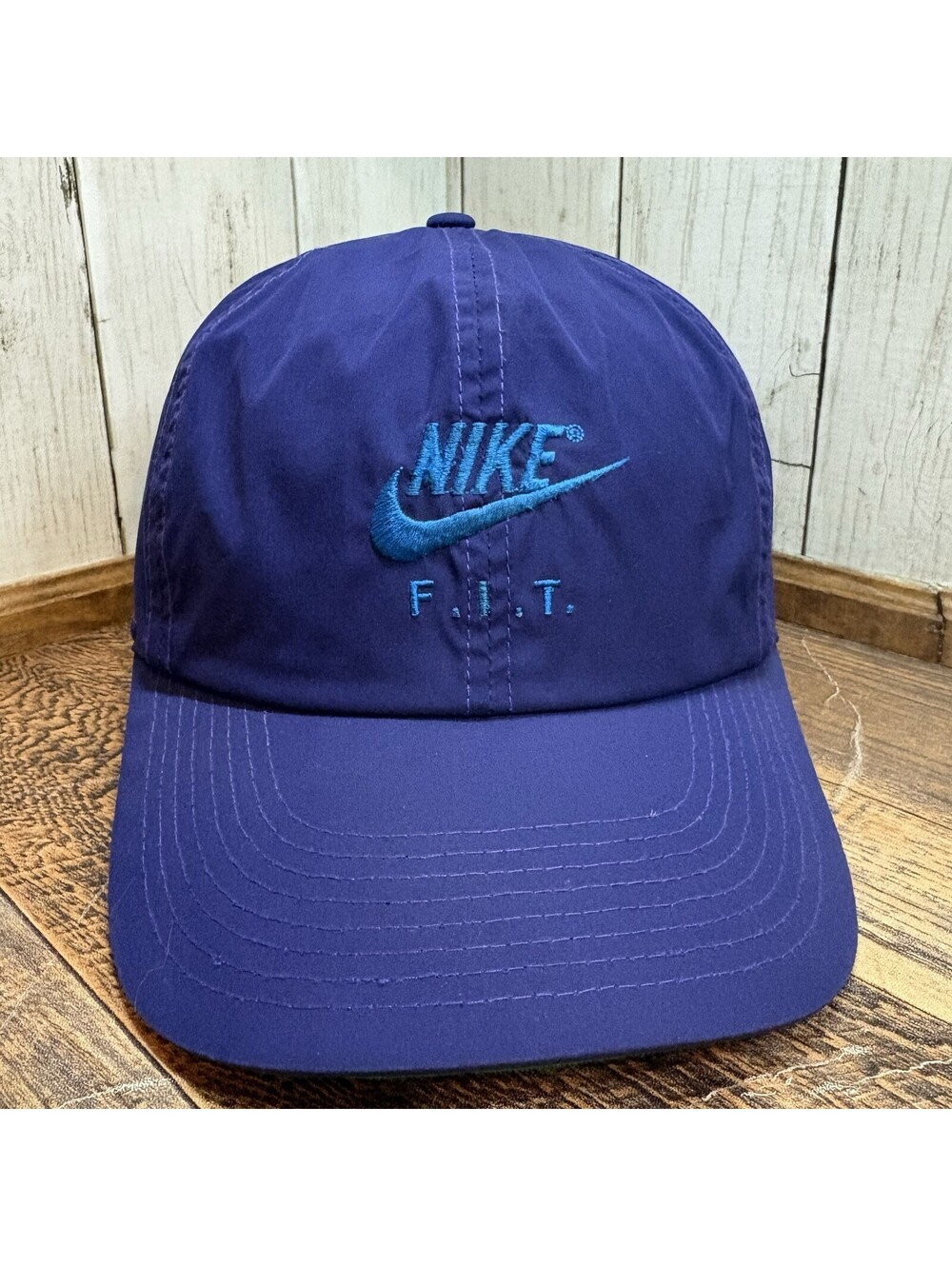 Nike Hat Purple Snapback Nylon Embroidered Teal Letters 90s Made in Taiwan VTG